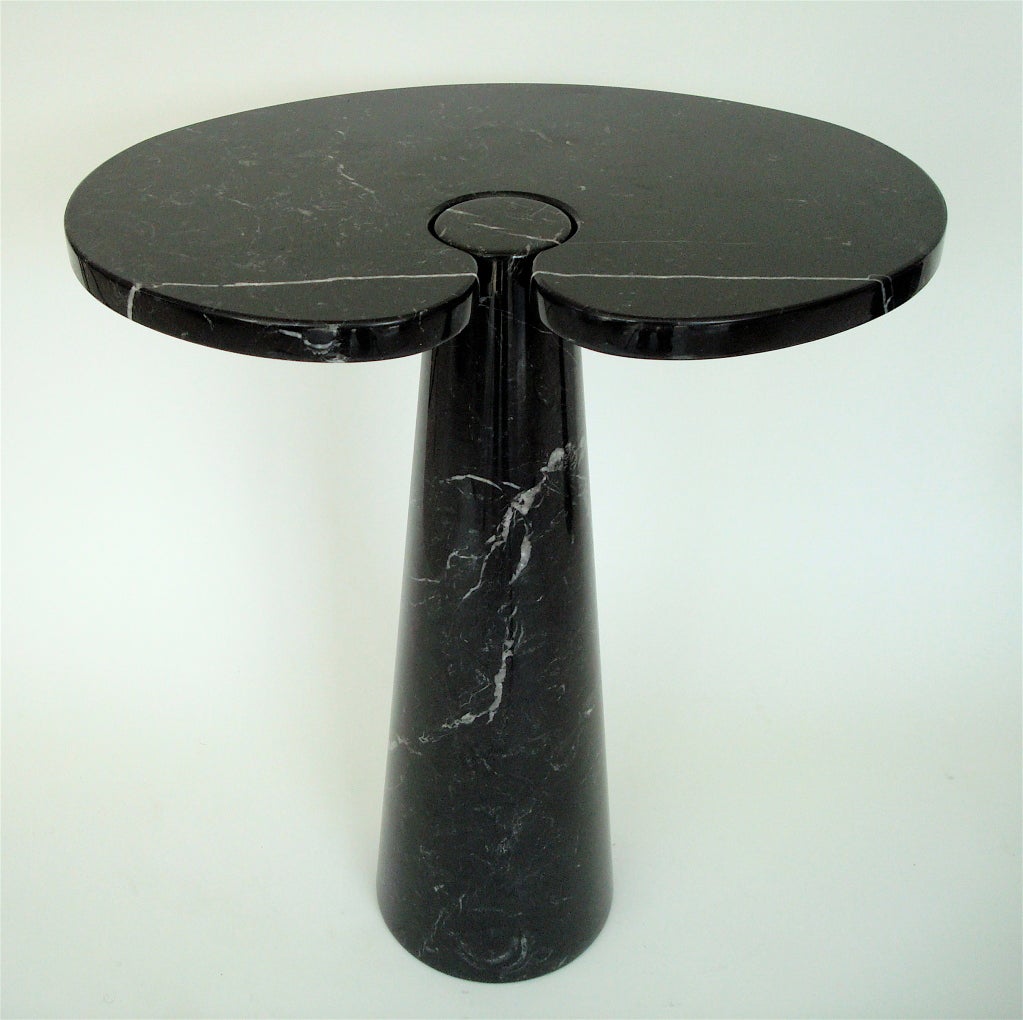 Italian Angelo Mangiarotti Black Marquina Marble Side Table Eros Series