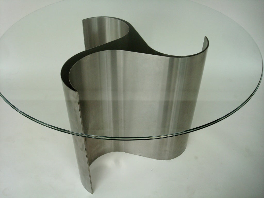 Stainless Steel French Dining or Center Table by Patrice Maffei, model Comète
