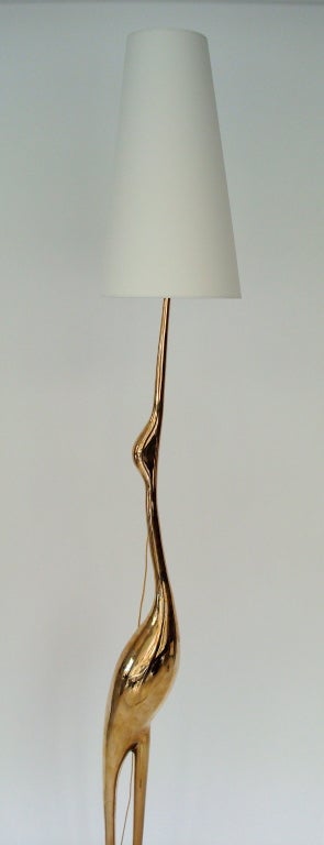 Late 20th Century French Cast Bronze Heron Floor Lamp by R. Broissand
