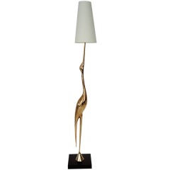 French Cast Bronze Heron Floor Lamp by R. Broissand