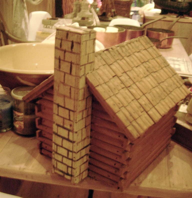 American Charming Folk Art Model of Log Cabin For Sale