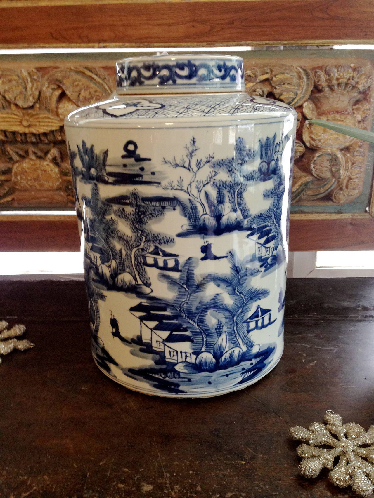 Collection of Four Chinese Blue and White Jars with Lids, Great Large-Scale