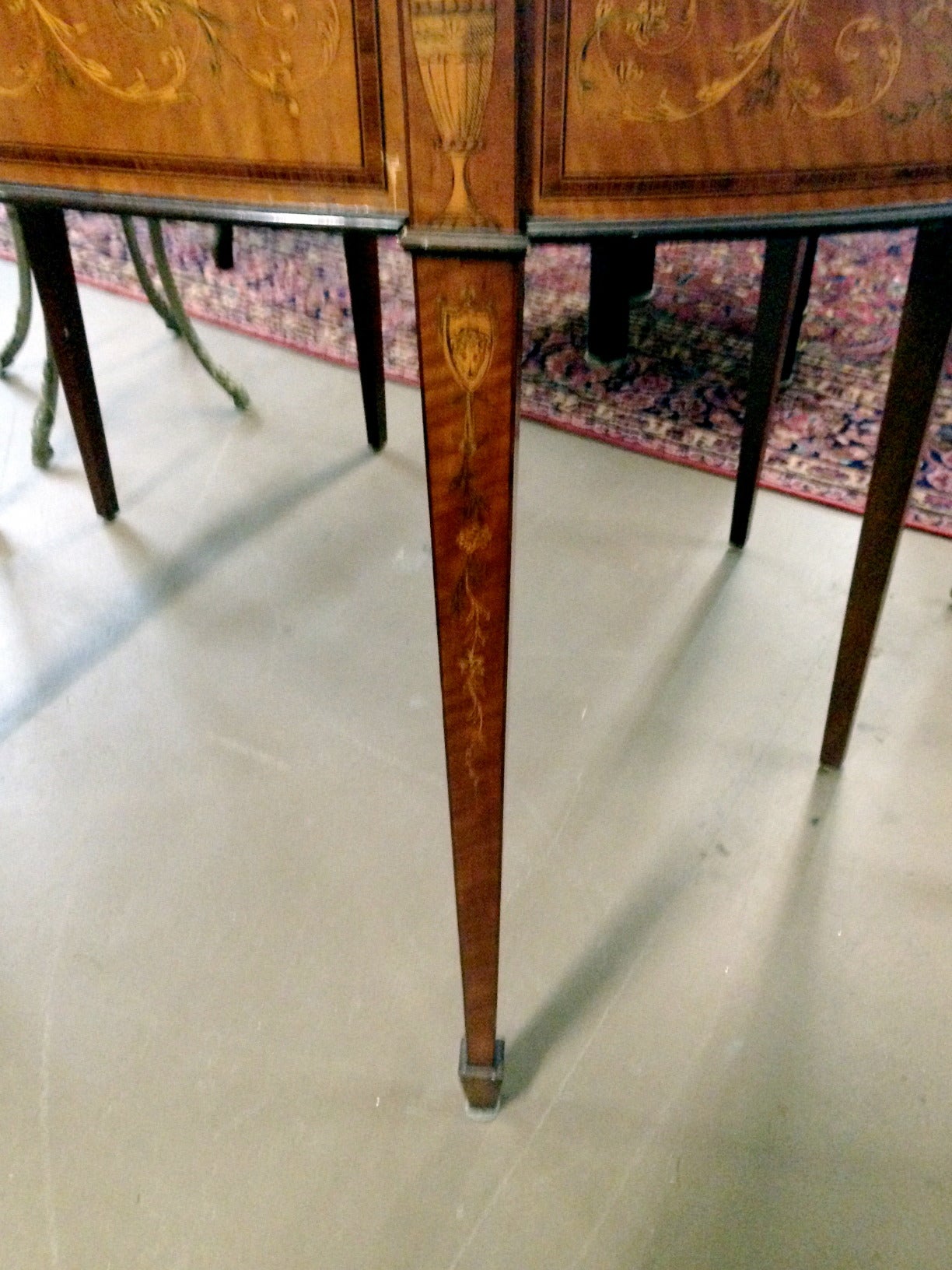 British Spectacular 19th Century Adams Style Satinwood Inlaid Demilune Table
