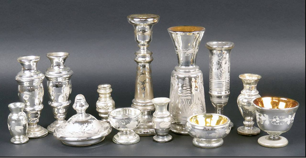 Umfangreiche Sammlung von frühem Mercury-Glas (Europäisch) im Angebot