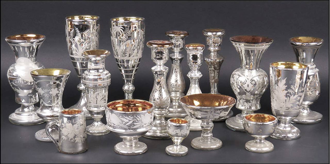 19th Century Extensive Collection of Early Mercury Glass For Sale