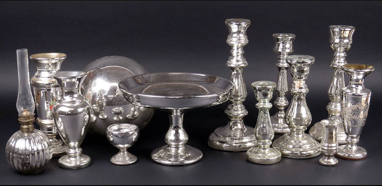 European Extensive Collection of Early Mercury Glass For Sale