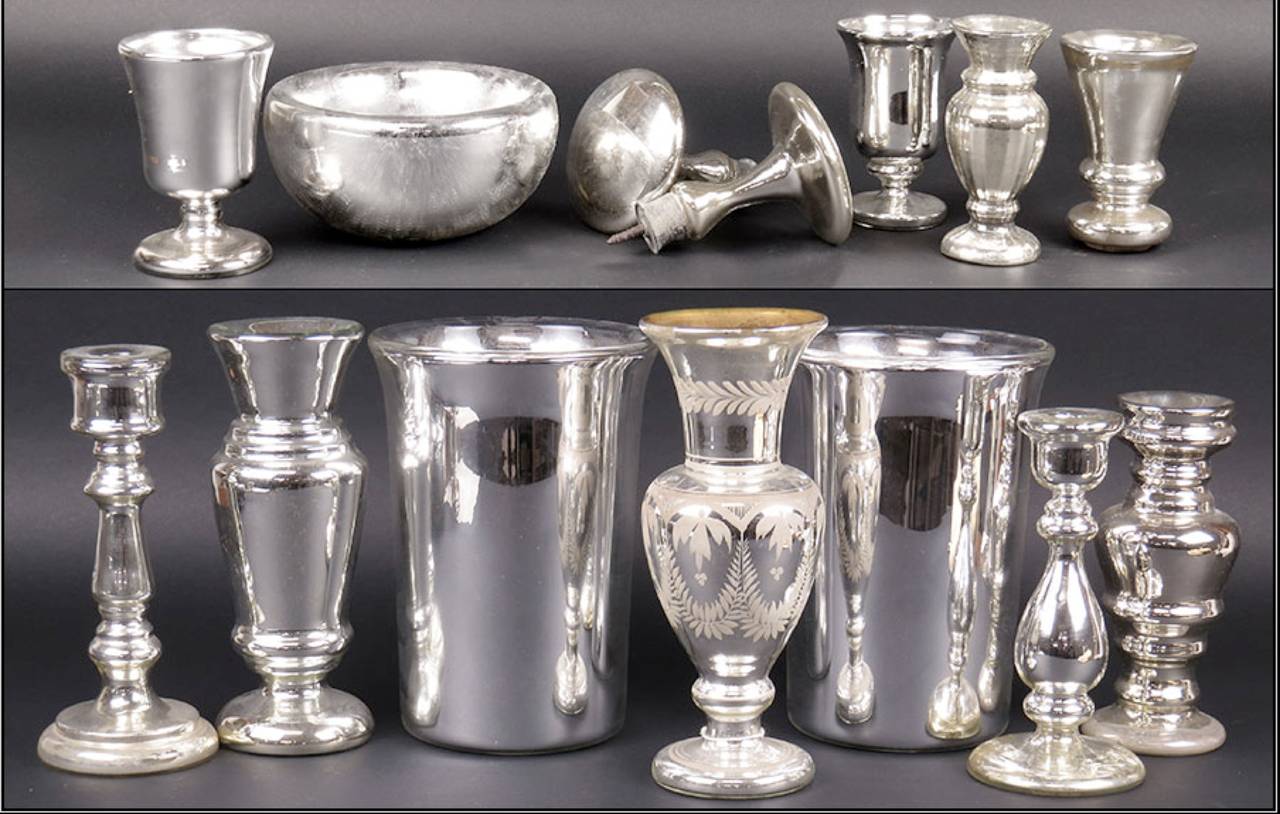 Umfangreiche Sammlung von frühem Mercury-Glas (19. Jahrhundert) im Angebot