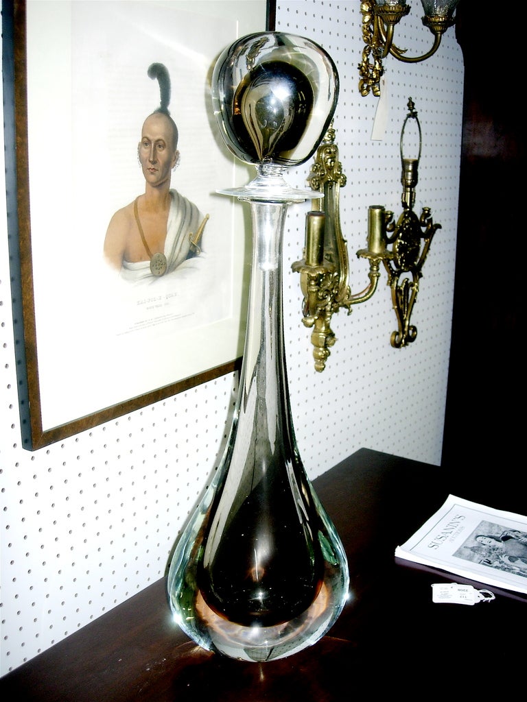 Exceptional Licio Zanetti monumental Murano glass decanter very heavy and sculptural.