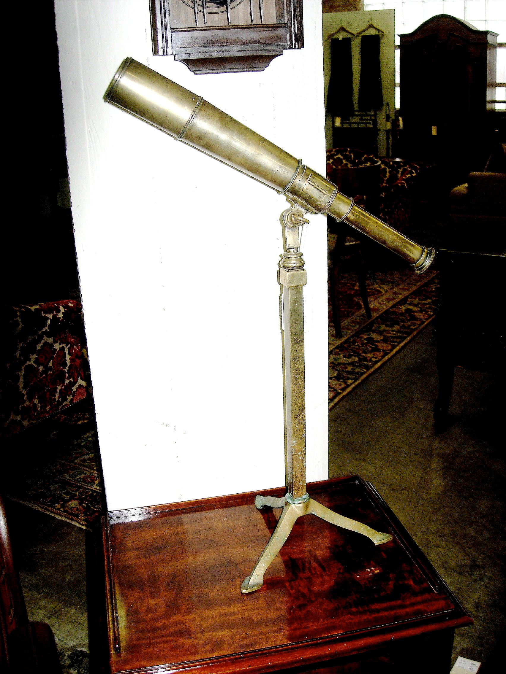 19th Century English Brass Telescope On Stand