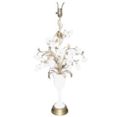 CHARMING ITALIAN ALABASTER AND TOLE FLORAL FORM LAMP
