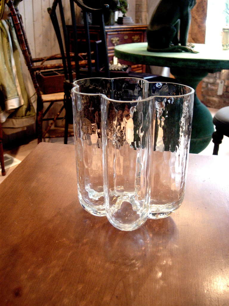 Spectacular textured crystal vase signed.