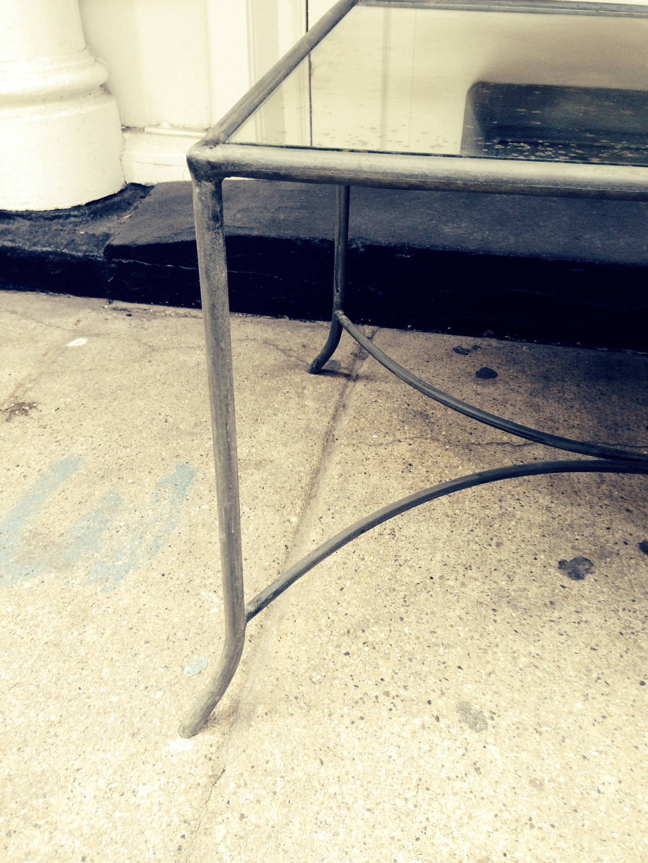 Unknown Zinc and Antique Mirror Coffee or Garden Table For Sale