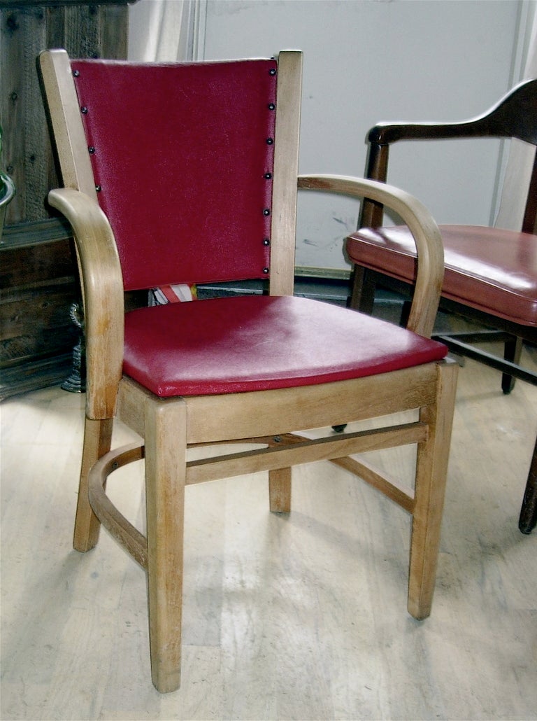 ONE PAIR OF ART DECO BENT WOOD ARM CHAIRS.