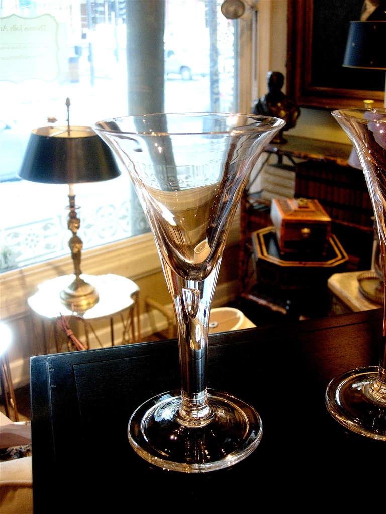 Set of Ten Crystal Martini Glasses in the Style of Stuben