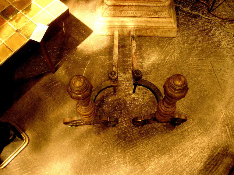 Néo-baroque Paire de chenets anglais en bronze et fer, patine vieille couche en vente