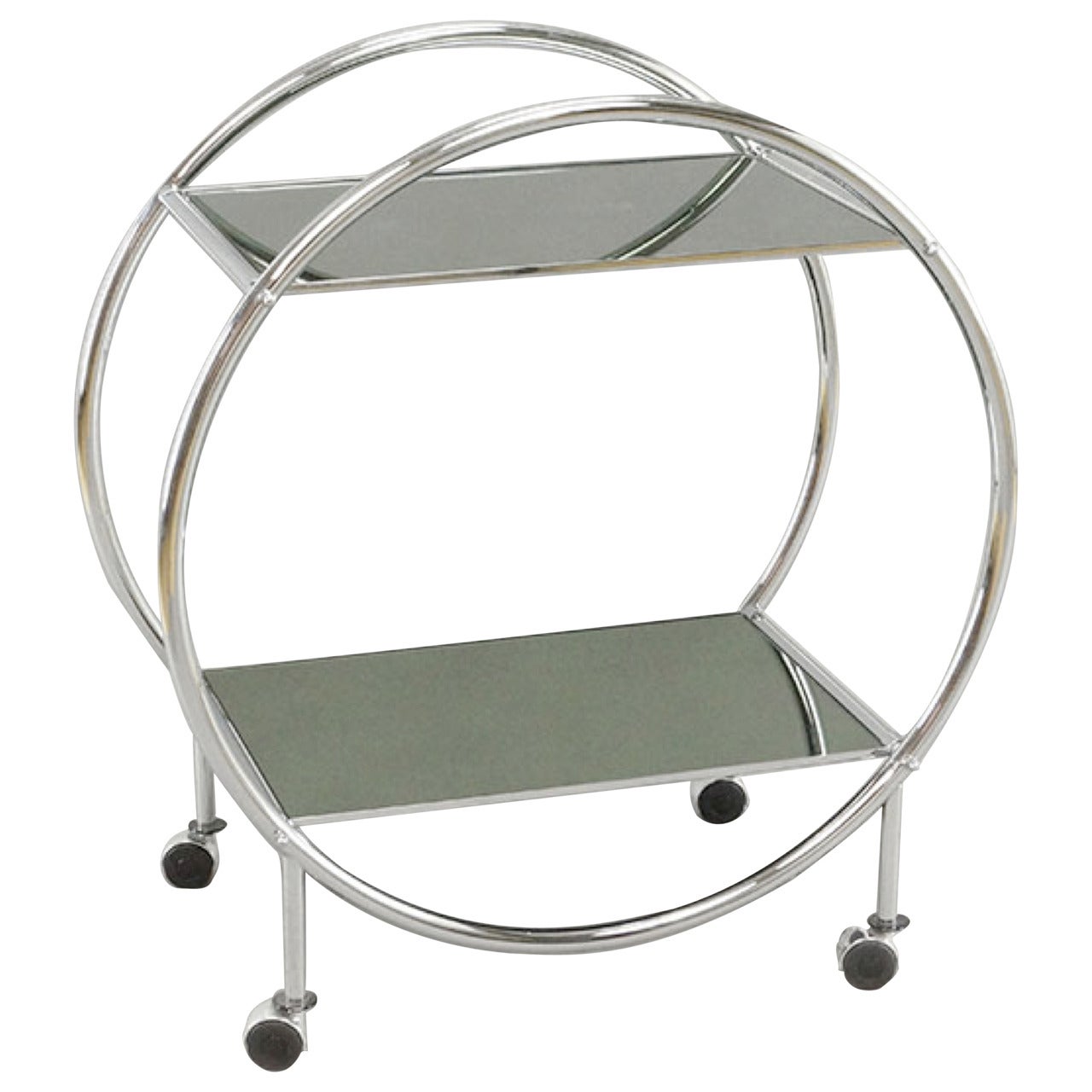 Chrome and Mirrored Art Deco Style Bar Cart