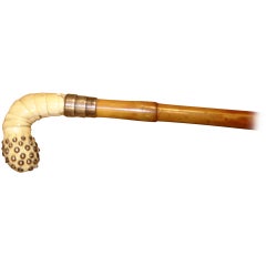 Antique 19th Century English Walking Stick With Ivory Handle