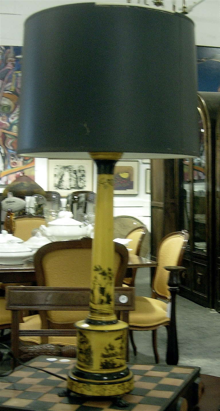 Regency Italian Tole Columnar Lamp For Sale