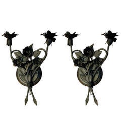 One Pair of French Tole Two-Arm Sconces 9