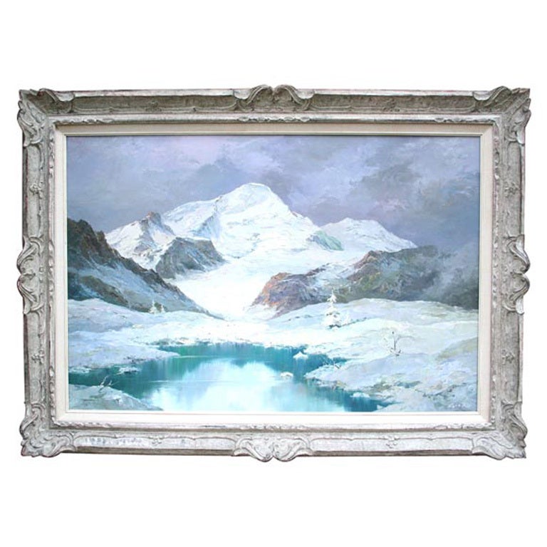 Oil on Canvas of a Winter Scene