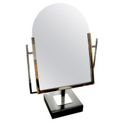 Very Chic Art Deco Polished Chome And Ebony Vanity Mirror