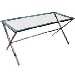 Stainless Steel And Glass X Form Writing Table