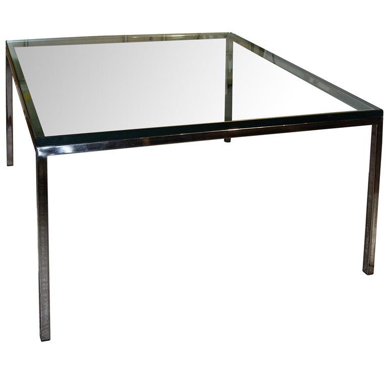 Stainless Steel and Glass Side or Coffee Table For Sale