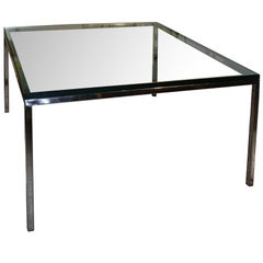 Vintage Stainless Steel and Glass Side or Coffee Table