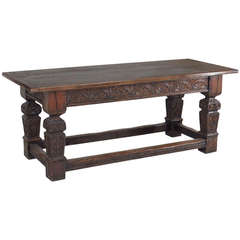 Continental Carved Oak Library or Sofa Table