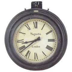 Double Sided English Tole Station Clock With Lovely Old Worn Patina