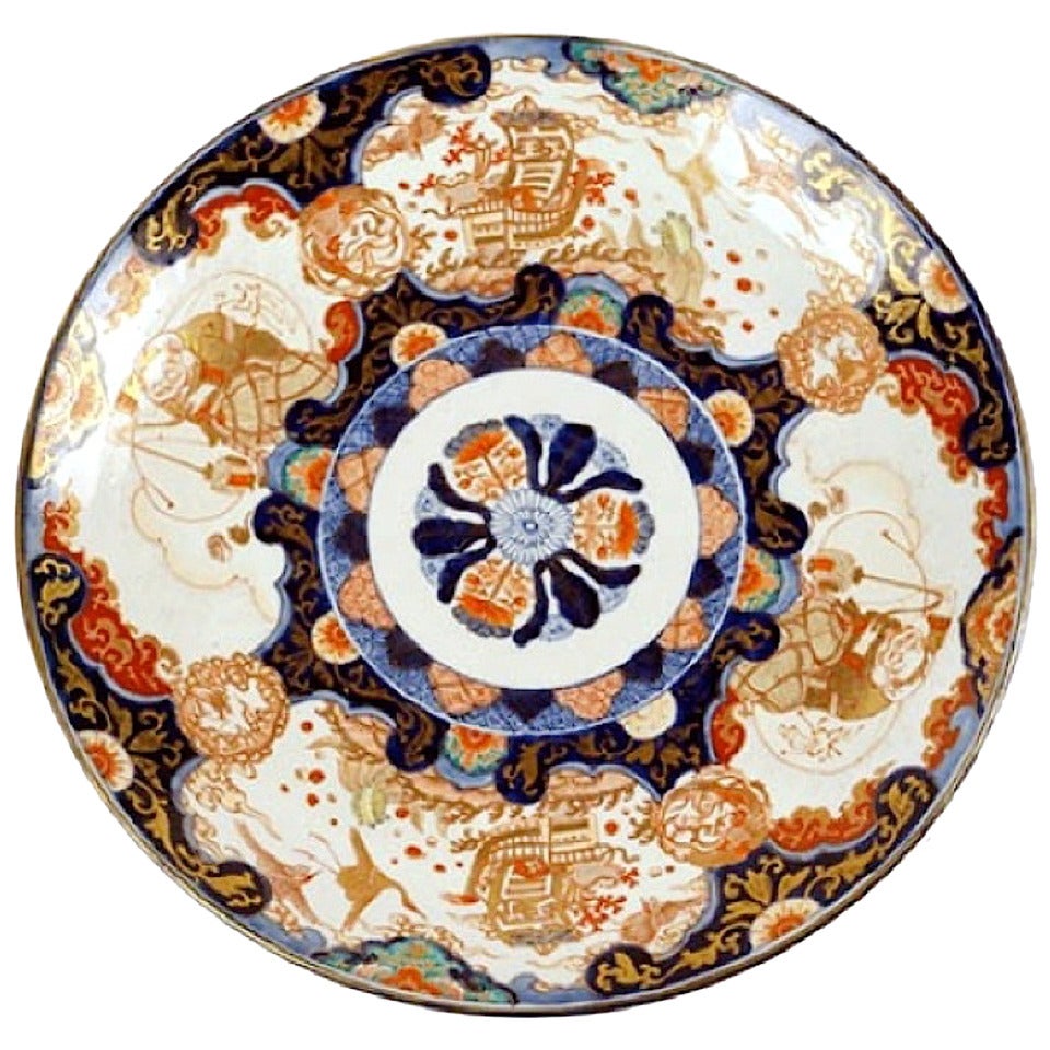 Handsome Pair of Monumental Imari Porcelain Chargers