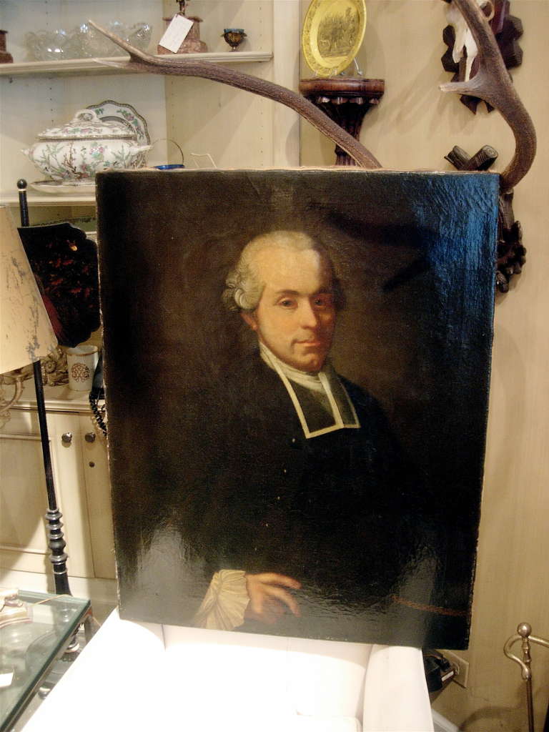 Spätes 18. Jahrhundert Porträt eines Gentleman ungerahmt, Englisch. Joh Rud Kupfer, 1764, Alter 37, signiert auf der Rückseite.