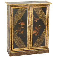 19th Century English Bamboo and Chinoiserie Cabinet