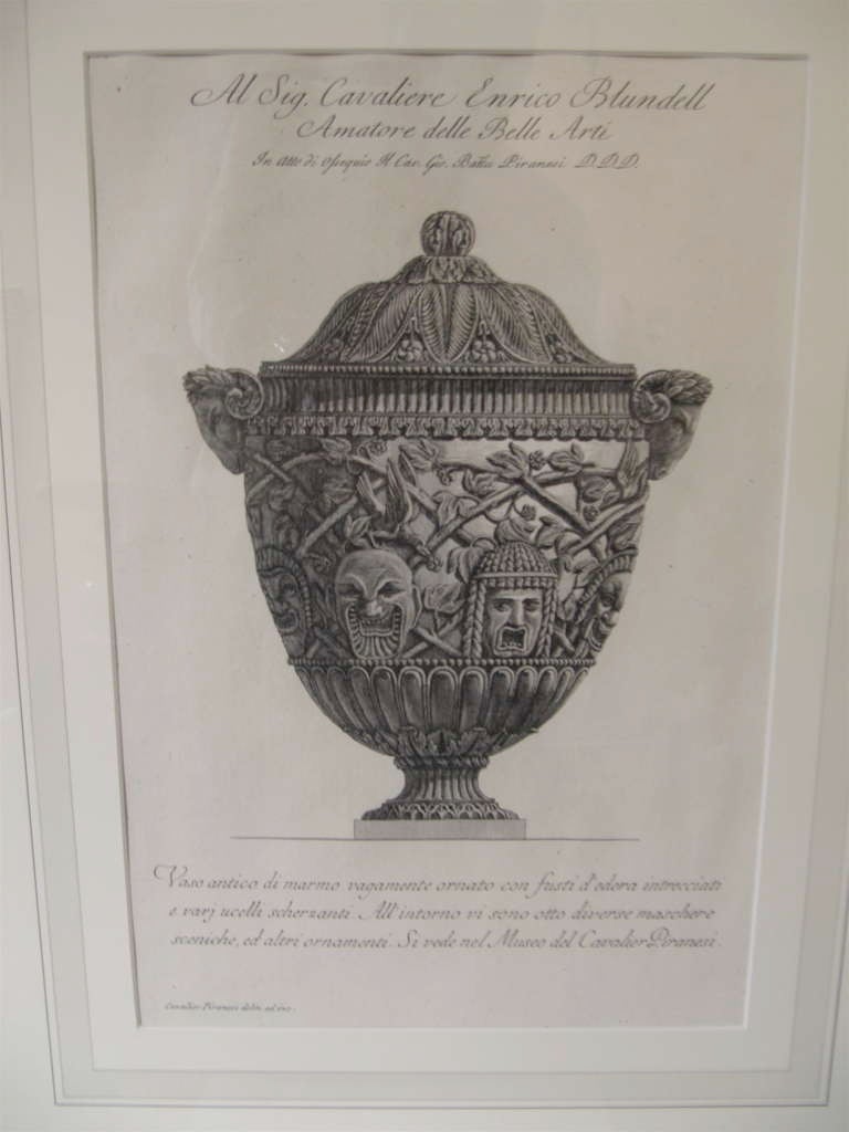 18th Century and Earlier Single 18th Century Italian Neoclassical Engraving of Urn in Giltwood Frame