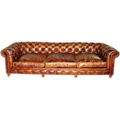 Pair of Monumental Distressed Leather Chesterfield Sofas 7