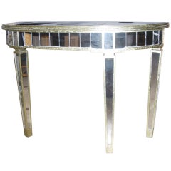 Very Chic Silver Leaf And Mirror Demilune  
