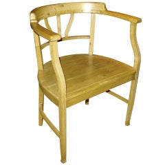 Charming Irish Pine Barrel Back Arm Chair