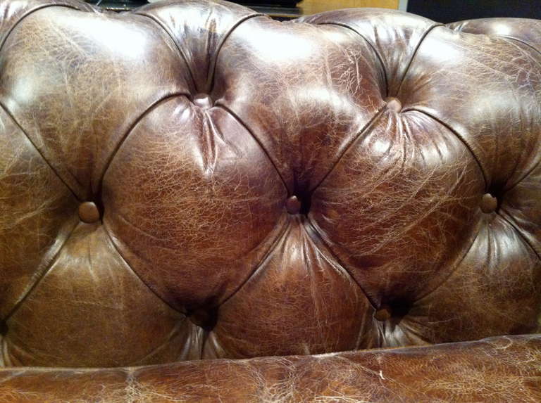 distressed leather sofa