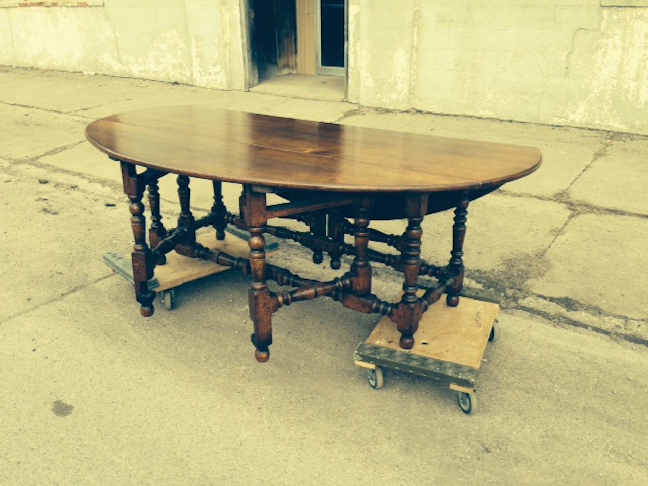 English, Handcrafted 17th Century Style Drop-Leaf Table For Sale 1