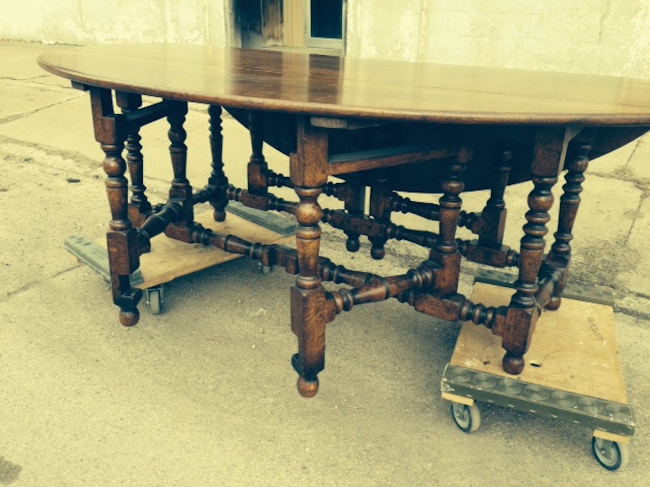 English, Handcrafted 17th Century Style Drop-Leaf Table For Sale 2