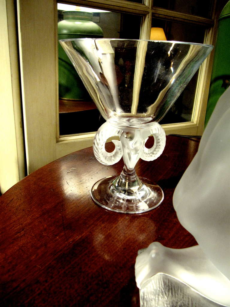 Lalique Taurus centerpiece, signed. Can be sold as a single or pair, priced per item