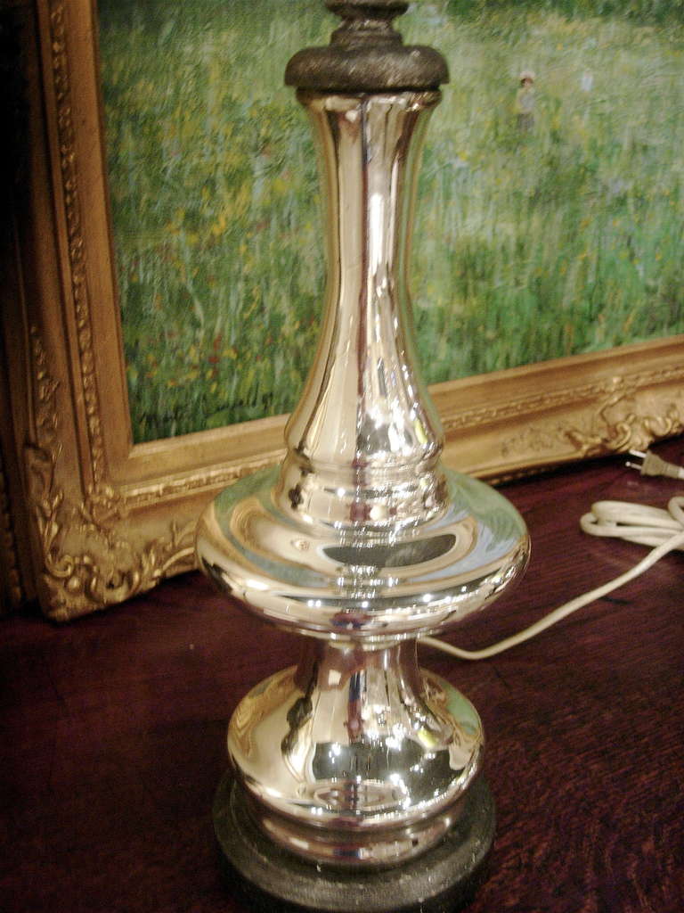 Unknown Handsome Pair of Mercury Glass Lamps