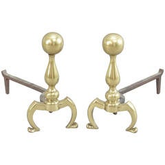 Pair of 19th Century English Brass Andirons