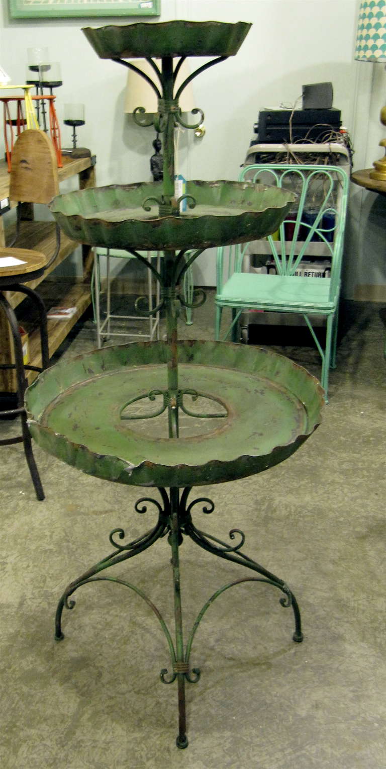 English tole three-tier plant stand.