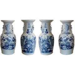Collection Of Four Chinese Blue And White Temple Jars