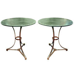 One Pair of French Garden Tables with Old Worn Painted Finish 12