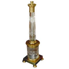 English Regency Style Cut Crystal And Bronze Lamp.