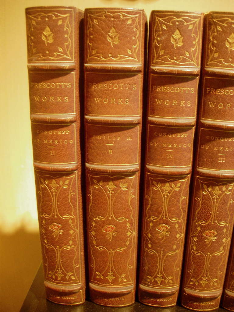 British 22 Leather-Bound Books with Gilt Tooling