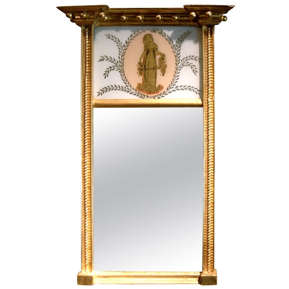 Charming Federal Giltwood Trumeau Mirror