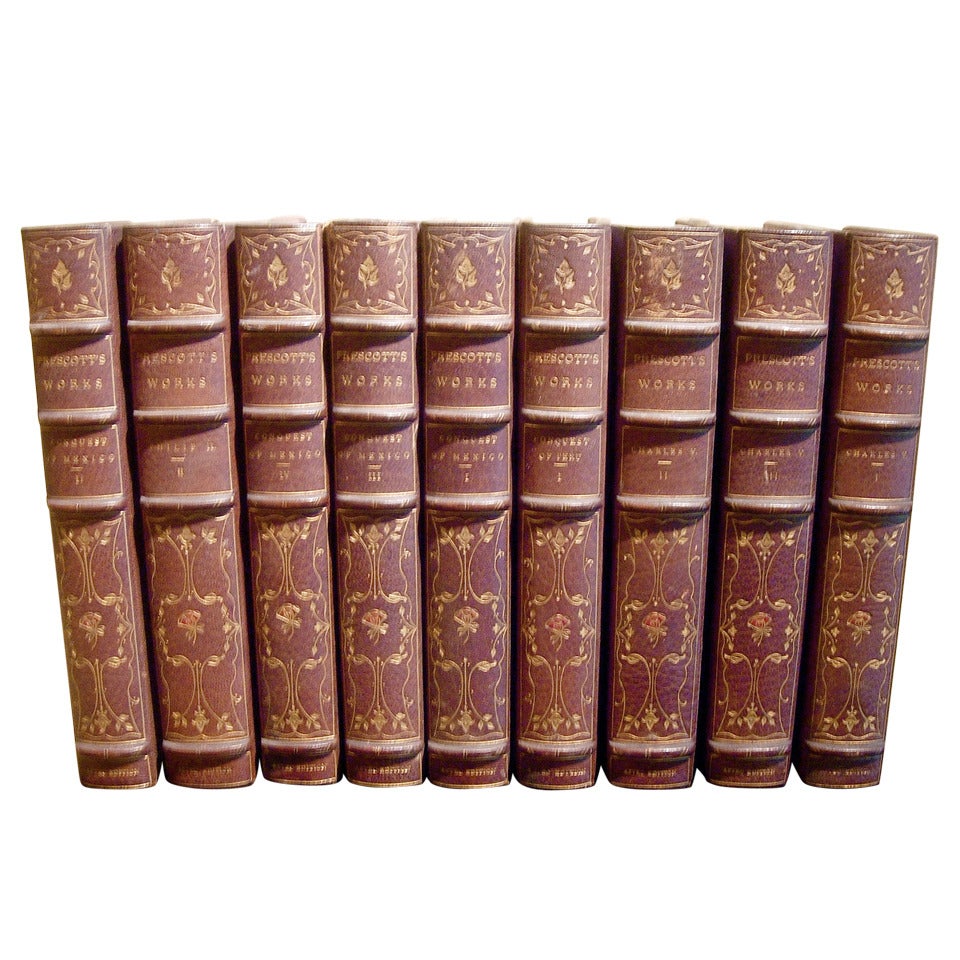 22 Leather-Bound Books with Gilt Tooling